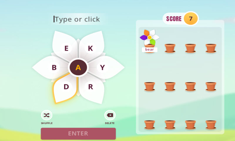 Blossom word game Blossom word game